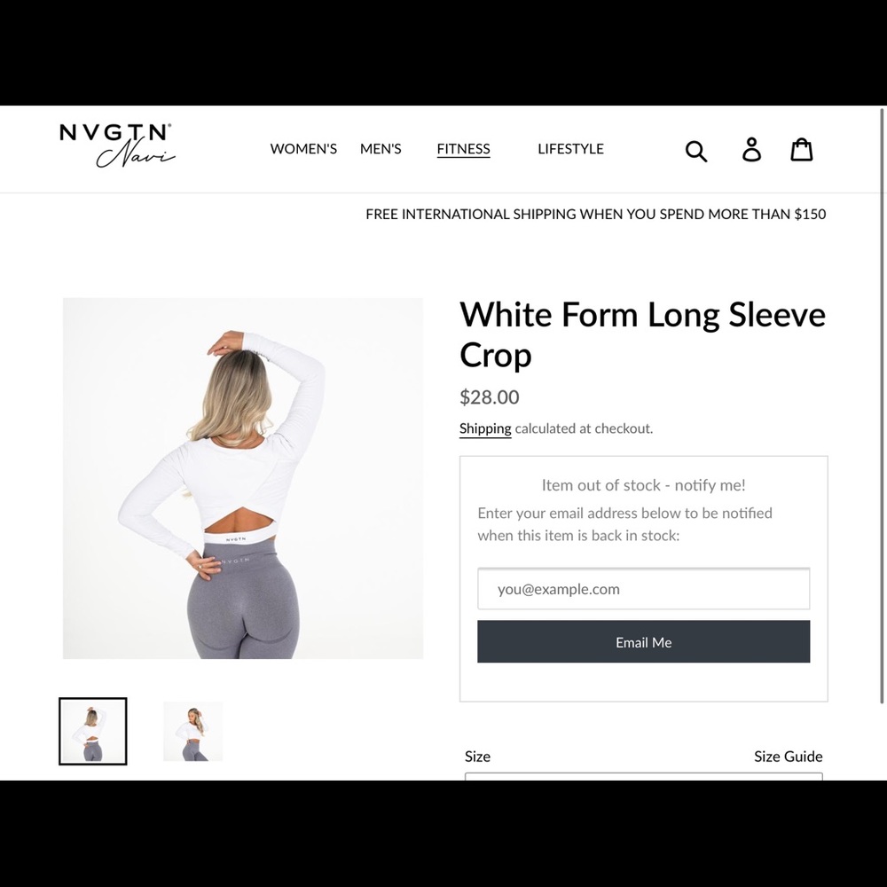 White Form Long Sleeve NVGTN top! Sold out! NWT